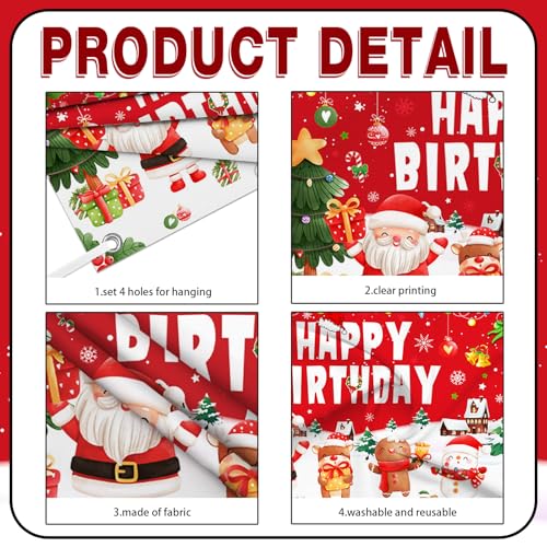 Fondo rojo para cumpleaños y Navidad 7x5 pies miniatura 3
