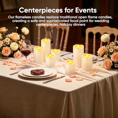 Image of Raycare Outdoor Waterproof Flameless Candles, Battery Operated LED Candles with Remote Control and Timer, Electric Fake Plastic Pillar Candles, Ivory White, Set of 6(3 inchx4 inch5 inch 6 inch)