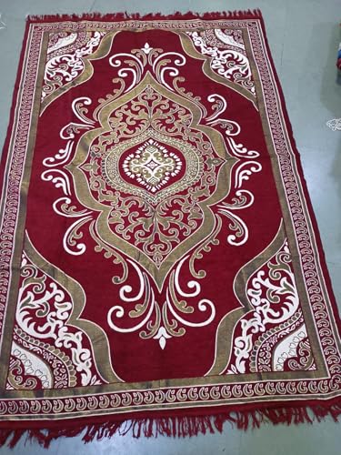 Image of cottontail Carpet 5x7 Feet, Soft Velvet Rug for Living Room, Hall & Bedroom, Rectangular Floor Carpet for Home | Designer Dari for Floor 150x210 cm, Non-Slip, Trendy & Durable Kalin (Camel B)
