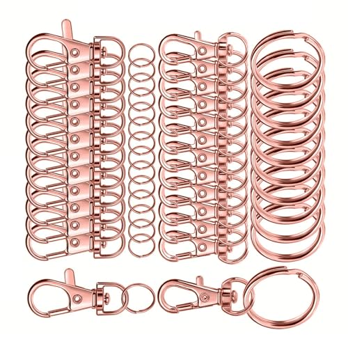 60PCS Lobster Clasp Hook and Rings Crafting Supplies for Handmade Jewelry and Fashionable Bag Decorations Versatile Rotating Key