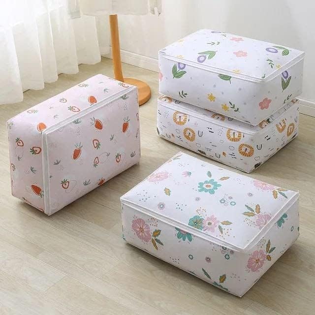 Waterproof Storage Bag Anti Dust Large Storage Bag Clothes Quilt Blanket Sort Home Organizer Boxes for Wardrobe/Shirt/Saree Cover/Mesh Cloth Zipper Packing Bags for Moving, College Dorm 2 pcs-image-10