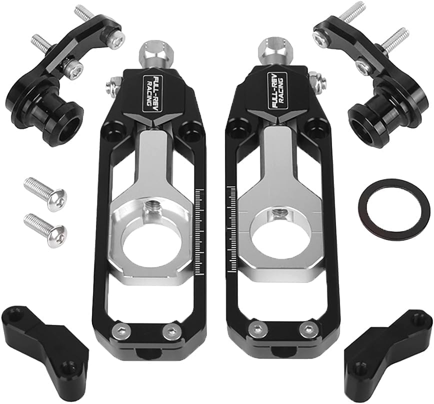 Motorcycle Rear Chain Adjusters Tensioners with Lifting Spool CNC Aluminum Alloy Board Chain Adjustment Adjuster Fit for ZX10R 2011-2019 (Silver)