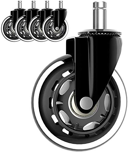 5-Pack Office Chair Wheels, Sturdy Rubber Caster Wheels for All Floors, Hardwood & Carpet, Universal 7 16  Stem