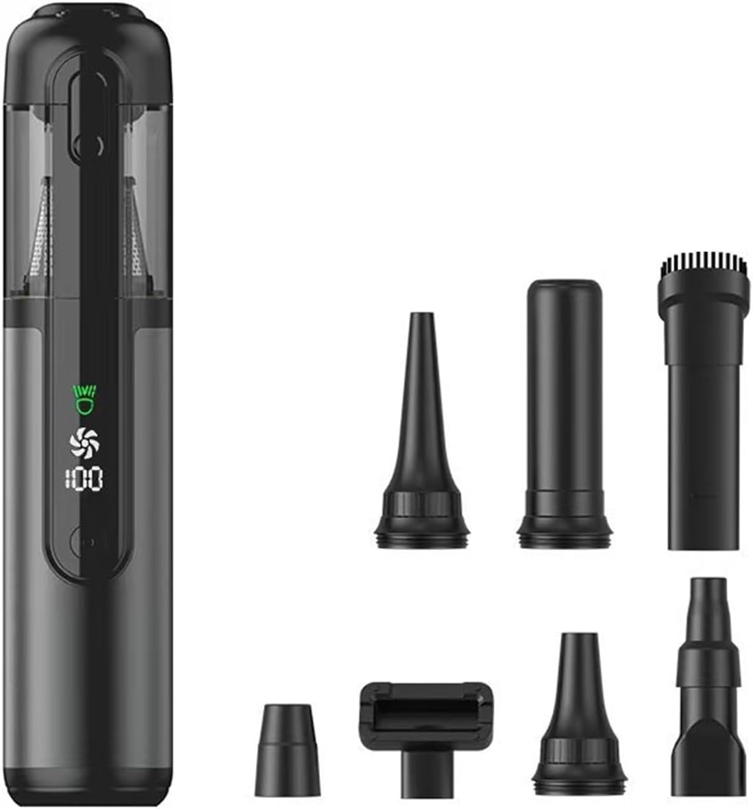 Foldable Car Vacuum Cleaner Cordless with LED Display Multi-Nozzle Portable Vacuum for Car Home Office Travel Picnic Cleaning(F1 Black)