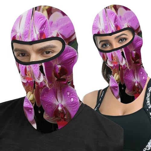 Balaclava con estampado de orquídeas para hombres y mujeres, máscara facial térmica para clima frío, equipo para motocicleta, máscara para esquí de invierno miniatura 1
