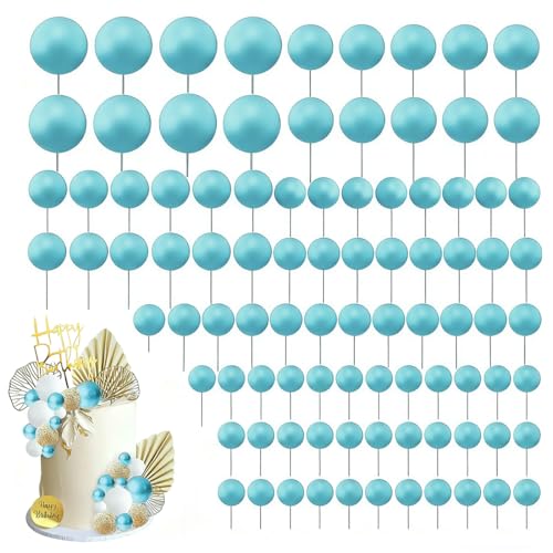 OUDQFCJ 60 Pièces Boule pour Décoration de Gâteau, Mini Ballons, Boules en Mousse, Boule Decoration Gateau, Boule en Polystyrene, Deco Gateau pour Fête de...