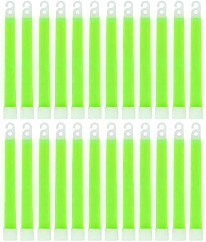 MediTac Green Glow Stick - Bright 6" Snap Sticks with 12 Hour Duration (24 Pack)