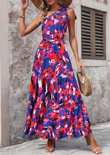 Image of PRETTYGARDEN Women's One Shoulder Boho Floral Maxi Dress