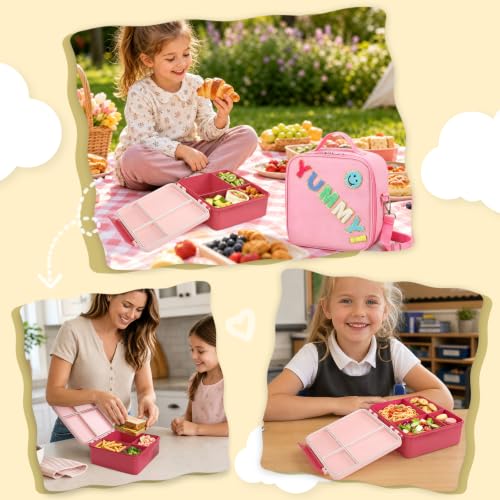 Image of Kids Lunch Box with Lunch Bag Bento (Pink)