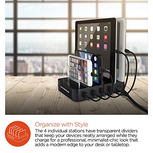 Hypergear Universal Charging/Docking Station [4-Usb Ports] Compatible For Iphone 14/13/12/Pro/Pro Max, Galaxy S23/S22/S21, Note20 & More [Black] 14207 #TOP4