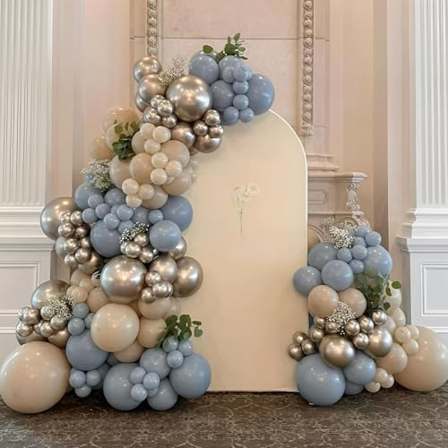 Image of Dusty Blue Balloons Arch Haze Blue Balloons Garland Mist Aqua Fog Balloon Different Sizes 5 10 12 18inch Helium Latex Balloon Boho Birthday Party Decoration Wedding Baby Shower Bachelorette Graduation