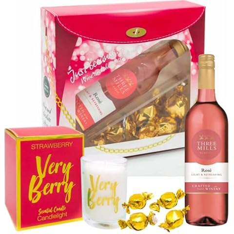 Rose wine - chocolate & candle gift set - Gold foil wrapped Milk chocolate - Rose wine gifts set suitable for valentines day gift - mothers day gift - Easter celebration - gift for her - gift for him Cover