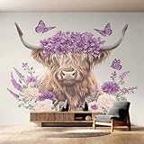Décoration Murale Vache des Highlands: Veuillez mesurer les dimensions souhaitées avant d'acheter. Ce papier peint intissé mesure 250 x 175 cm (largeur x hauteur). Pour faciliter le transport et la pose, il est découpé en bandes de 50 cm de large et expédié en rouleaux