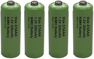 4 x Buyabattery 2/3AAA (Two Thirds AAA) Rechargeable Solar Light Batteries 1.2V 200mAh NiMH 2/3-AAA Length 30mm Diameter 10mm