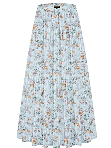 Image of NASHALYLY Women's Chiffon Elastic High Waist Pleated A-Line Flared Maxi Skirts