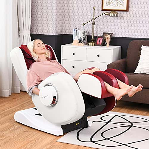 Costway Massage Chair Recliner With Zero Gravity, Full Body Shiatsu Adjustable Massage With Hand Massage Box, No Assembly, Sl Track, Heat Therapy, Speaker, Air Bag Massage, Short-Cut Key, Red #TOP1
