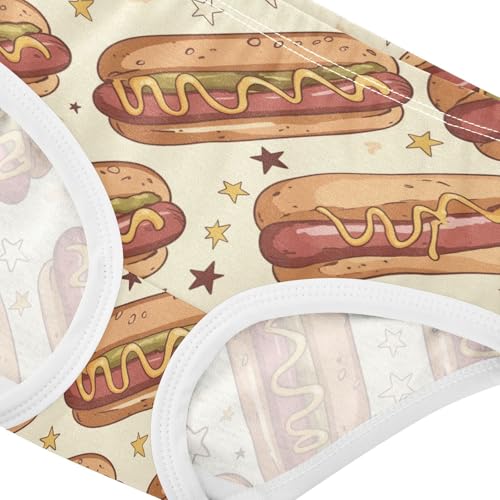Wusikd Hot Dogs Girls' Underwear Cotton Stars Girls Briefs Soft Toddler Underwear 2T4