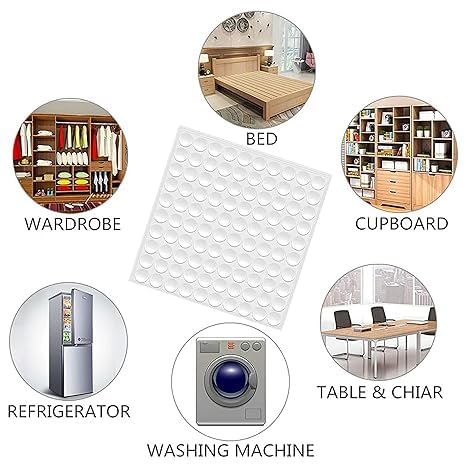 Image of Ducki 6-Square Silicone Wall Protector for Door Handle and Furniture Accessories Self Adhesive Bumper Guard Stopper Pads (Transparent-100Pcs, Transparent-100Pcs)