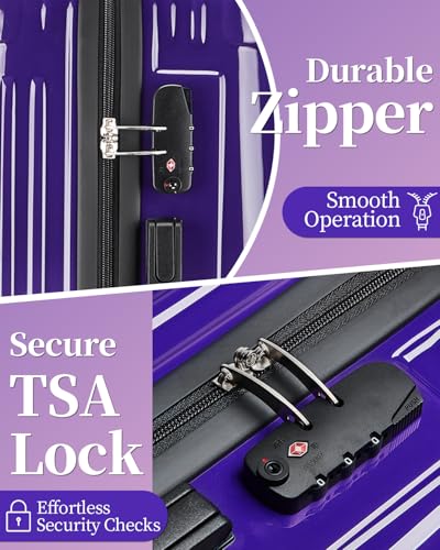 Luggage Set, 20 Inch Carry on Luggage, 24 Inch Checked Luggage Lightweight Hardside Suitcase With Spinner Wheels, TSA Lock, 2-Piece Set3