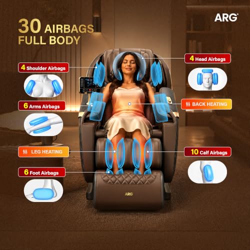 Image of ARG Healthcare Full Body Massage Chair for Pain Relief with 5 Auto & 3 Manual Mode,AI Voice Control, Zero Gravity, Foot Roller, Heating,30 Airbags,Bluetooth Speaker,LCD Controller (A2 Massage Chair)