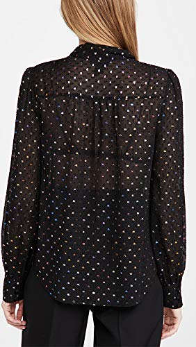 Paige Womens Cleobelle Long Sleeve Tie Neck Blouse, Black Metallic Multi, Medium Us #TOP2