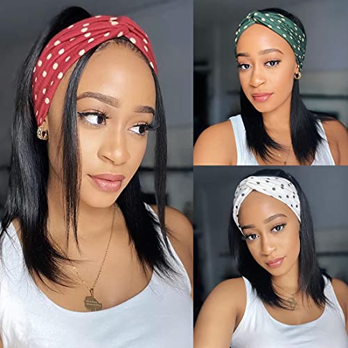 10 Inch Short Headband Wig Human Hair Straight 9A+ Straight Headband Wigs For Black Women Human Hair Straight 150% Density Human Hair Wigs Glueless Pixie Cut Headband Wig Human Hair Straight Wig