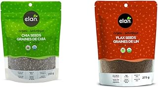 ELAN Organic Chia Seeds, Non-GMO, Vegan, Gluten-Free, 250 Gram & Organic Flax Seed, Non-GMO, Vegan, Gluten-Free, Kosher, 275g