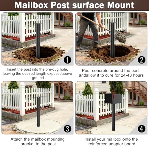 43" Mailbox Post with Mounting Bracket, Heavy Duty In-Ground Post for Outdoor Mailboxes, Compatible with Mail Boss, Architectural MAILBOXES, Gibraltar, hykolity, ShoppingOnBed, adoorn by KOPKIO - Used condition - Image 7