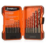 Twist Drill Bit Set 15-Piece Round Handle SAE HSS Perfect for Wood Plastic Metal with Plastic Box