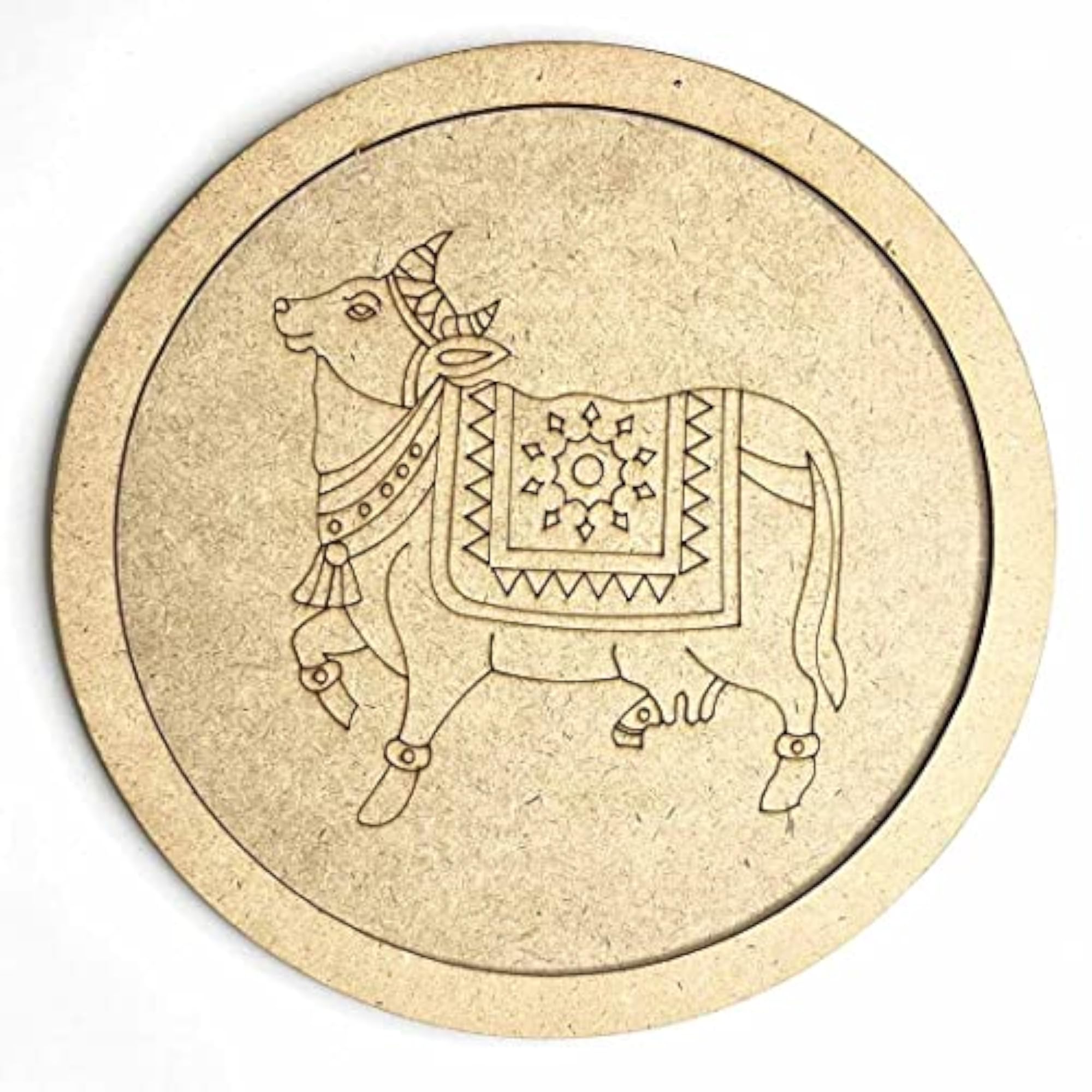 Pichwai Cow MDF Engraved Wall Plate for DIY Craft