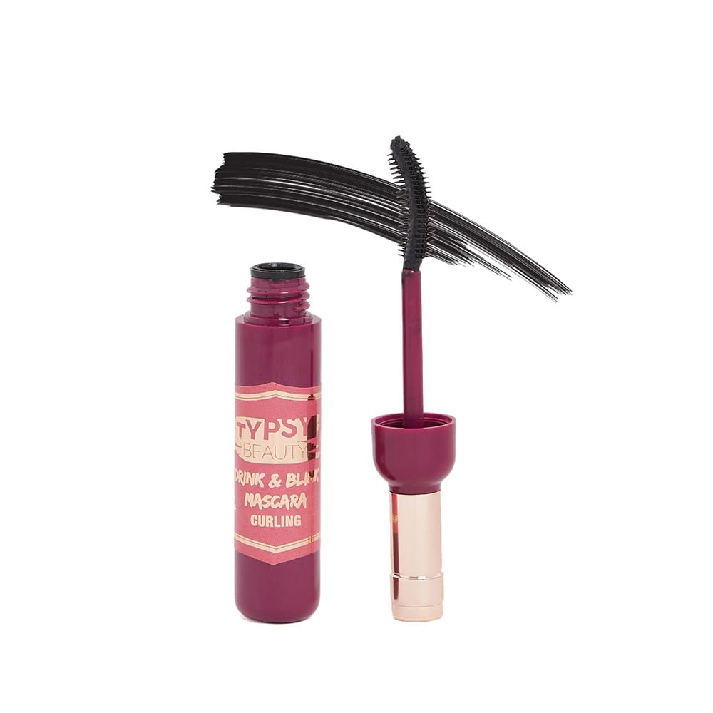 Typsy Beauty Drink & Blink Curling Mascara I Intense Black I Extreme Curling & Flexible Silicon Wand I Coats Every Lash I Clumpfree & Longwear Formula I Lifted False Lash Effect I Paraben, SLS Free 9g
