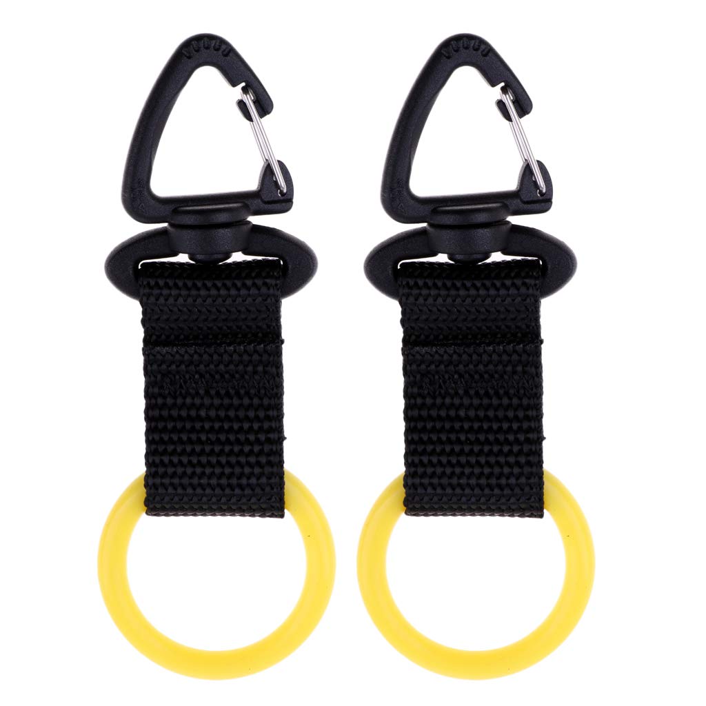 P Prettyia 2Pcs Deluxe Scuba Diving Webbing Regulator Octopus Mouthpiece Holder Attached with Swivel Clip - Yellow