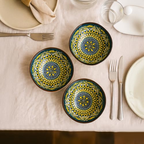 Image of MARKET 99 Yellow Melamine Katori Bowl Set of 3 (100ml Each) | Small Chutney, Dip & Pickle Bowls for Sauce, Condiments & Side Serving | Kitchen & Dining Table Bowl Set