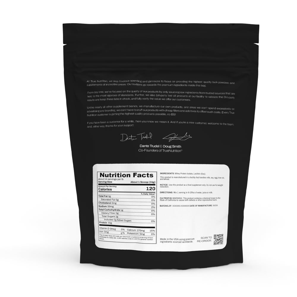 True Nutrition Whey Protein Isolate, Unflavored, 2lb — Amazon image 2
