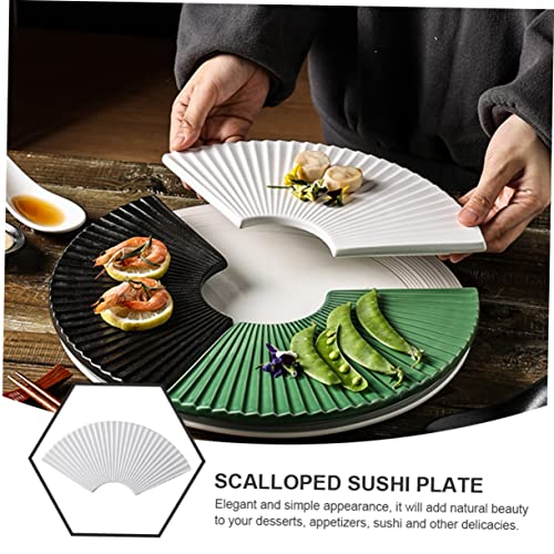 Plato de cerámica estilo japonés forma abanico miniatura 7