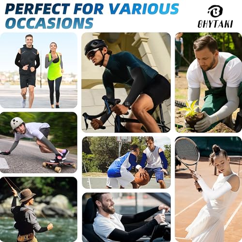 Image of BHYTAKI UV Sun Protection Arm Sleeves, UPF 50 Sports Cooling Arm Compression Sleeves for Men Women Teenager