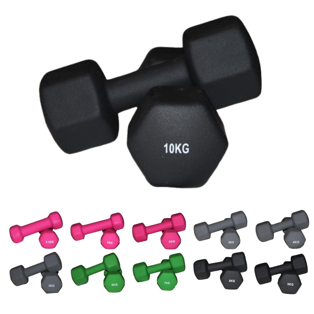 Lisaro Neopren Hantel | Profi Kurzhanteln 0,5-10 kg | Hexagon Hanteln - Fitness Gewichte für Frauen & Männer - Schweißresistent & Bodenfreundlich - Ideal für Home Gym & Studio