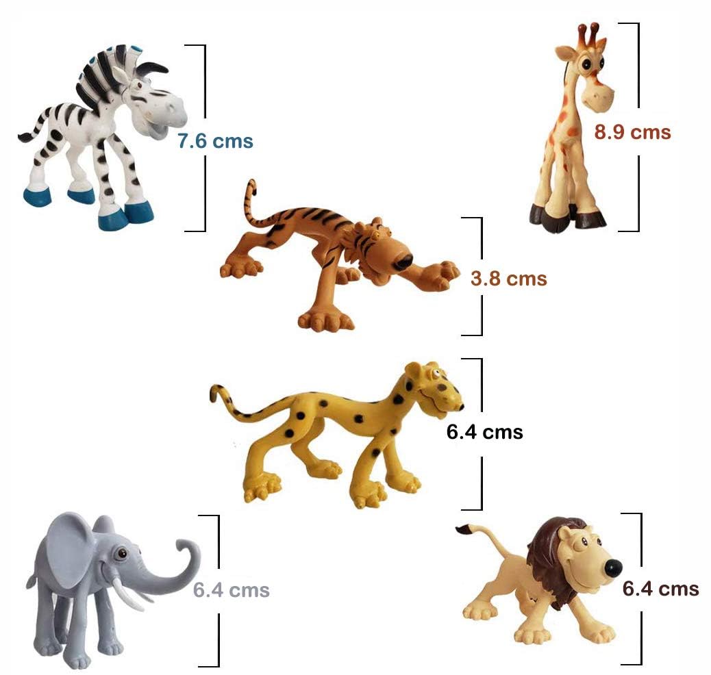 Mallexo Cute Jungle Animals Toy Playset of 6 PCS for Kids Attractive Cartoon Animal Figurine Toys for Girls and Boys Wildlife Safari Lion, Tiger & Elephant Animal Glossy Figure Item Best Birthday Gift - Image 4 thumbnail