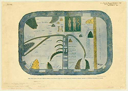 Miniatura 2 de Mapa pictórico histórico tierras de la Biblia 970 1895, mapa Mundi Hecho en 970 por el Beato de Liebana el mar circunda la Tierra, que ES llana,