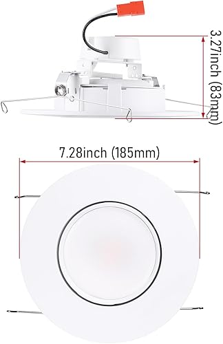 Miniatura 7 de TORCHSTAR Iluminación empotrable LED CRI90+ regulable 5CCT de 6 pulgadas, luces direccionales giratorias regulables, Downlight de techo ajustable,