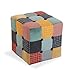 Versa Greton Quadratischer Puffhocker Fußhocker für Wohn- oder Schlafzimmer, Maßnahmen (H x L x B) 35 x 35 x 35 cm, Baumwolle, Farbe: Gelb, Blau, Rot und Grün