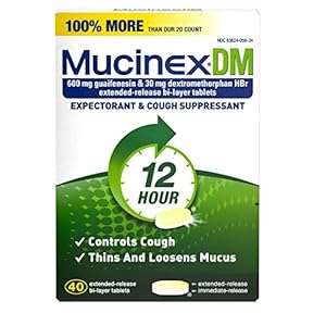 Mucinex DM 12-Hour Expectorant and Cough Suppressant Tablets, 40 ct (Pack of 3)