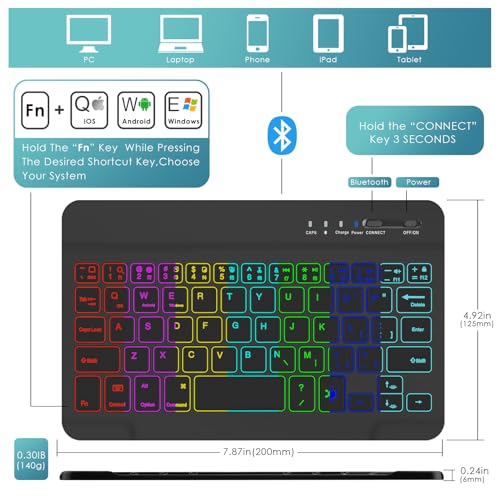 Detuosi #MA09308TYUS Backlit Keyboard Case For Samsung Galaxy Tab A7 Lite 8.7 Inch 2021 (Sm-T220/T227U) With S Pen Holder, 3 Viewing Angles Folio Leather Book Cover thumb #2