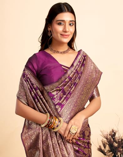 Image of SIRIL Women's Banarasi Silk Saree Pure Silk Saree With Unstitched Blouse Piece