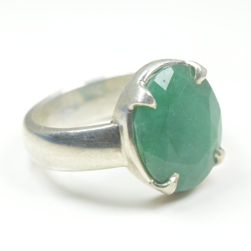 55Carat Unisex NA plata de ley talla ovalada verde esmeralda