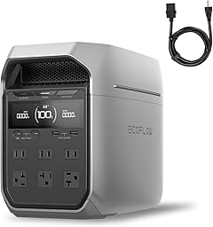 EF ECOFLOW Solar Generator Delta 3 Plus with AC Cable, 1000W Solar Input, LFP(LiFePO4) Battery, Portable Power Station for Home Backup Power, Camping & RVs