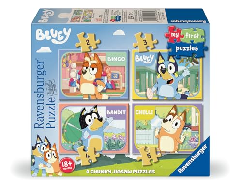 Ravensburger Bluey My First Jigsaw Puzzles for Kids Age 3 Years Up - 2 3 4 & 5 Pieces - Educational Toddler Gifts & Toys