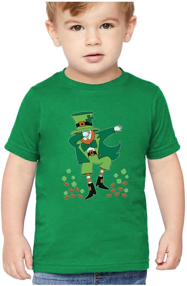 Tstars St. Patrick's Day Shirt Clovers Dabbing Leprechaun Toddler Kids T-Shirt