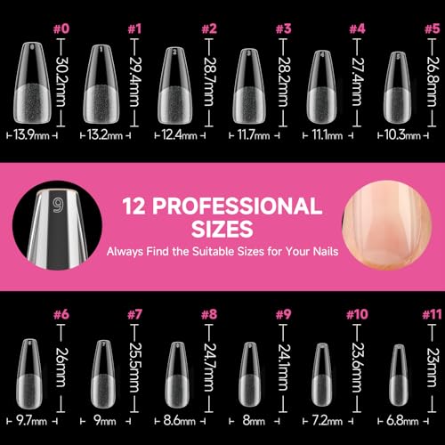Image of UNA GELLA Long Coffin Nail Tips 312PCS Gel Nail Tips Coffin Pre-Shape