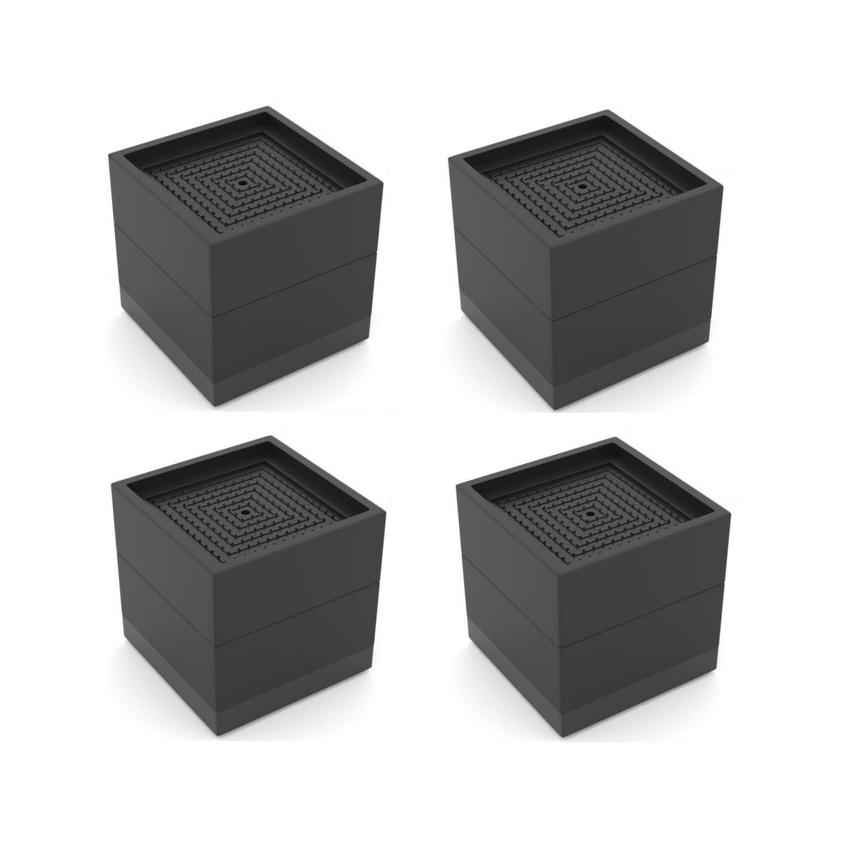 4PCS Furniture Bed Risers Stackable Bed Lifts Risers 3 Inch Heavy Duty Adjustable Furniture Risers with Non-Slip Mats for Bed Desk Sofa Table Couch Raising Blocks (A01-Black 4PCS)